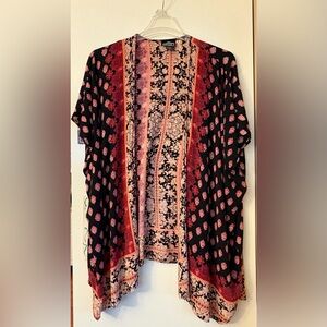 Angie Black and Pink Floral Kimono